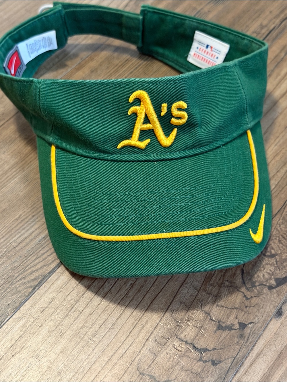 NIKE Genuine Merchandise Green and Yellow Oakland A's Kids Visor by Nike